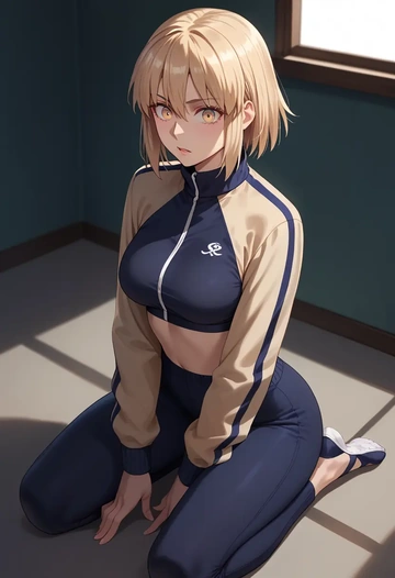 fate_(series),okita_souji_(fate),athletic,track suit  - AI generated anime art