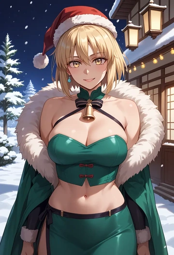 fate_(series),okita_souji_(koha_ace),Christmas,dress  - AI generated anime art