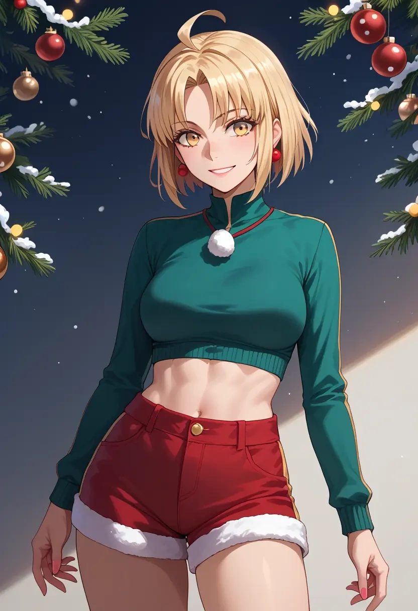 fate_(series),okita_souji_(koha_ace),Christmas,red velvet shorts  - 