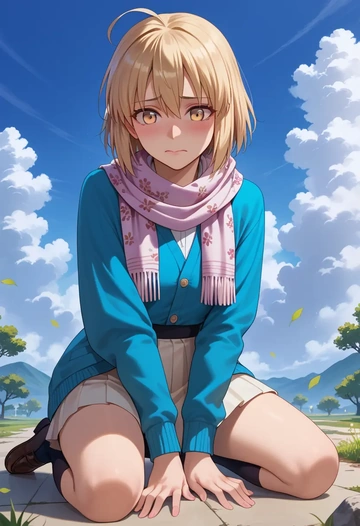 fate_(series),okita_souji_(koha_ace),spring,student uniform,cardigan  - AI generated anime art