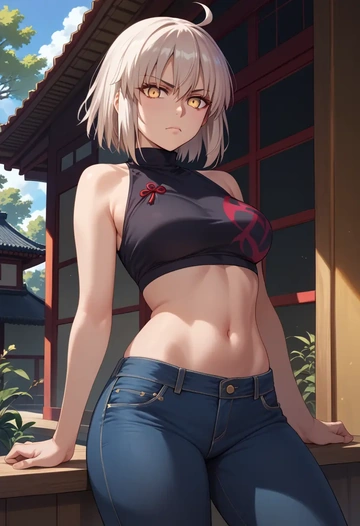 fate_(series),okita_souji_alter_(fate),crop top  - AI generated anime art