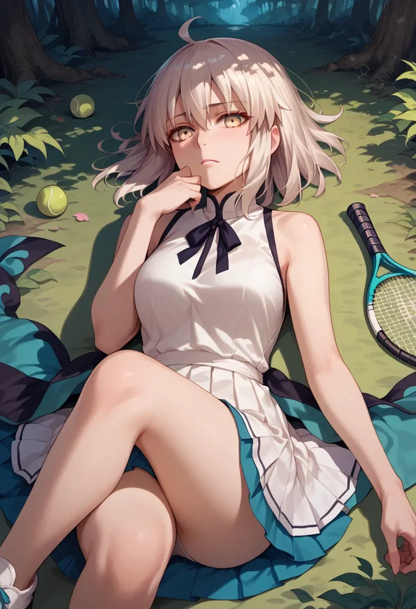 fate_(series),okita_souji_alter_(fate),tennis dress,visor,trainers  - 