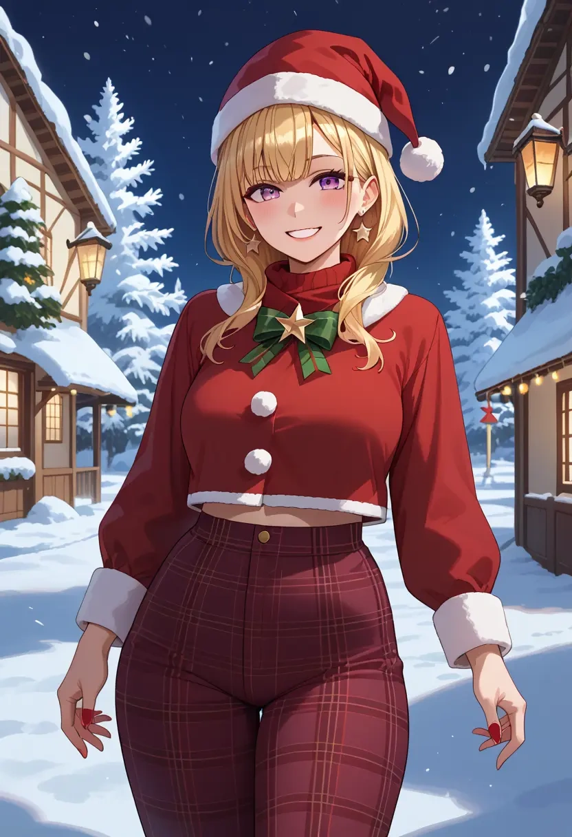 hololive,omaru_polka,Christmas,plaid trousers  - 