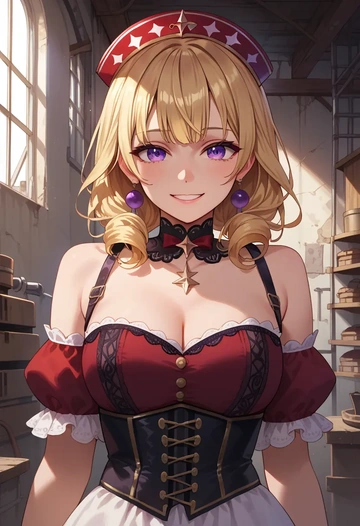 hololive,omaru_polka,vampire corset,lace blouse,velvet skirt  - AI generated anime art