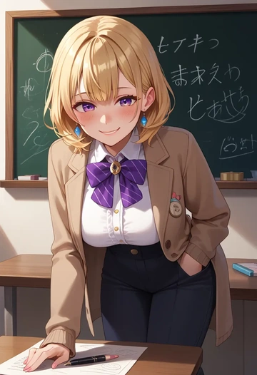 hololive,omaru_polka,teacher, sweater  - AI generated anime art