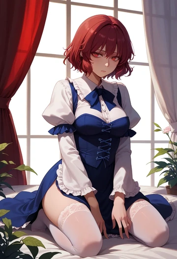 touhou,onozuka_komachi,Victorian-era,stockings,sexy  - AI generated anime art