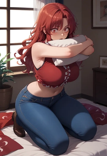 touhou,onozuka_komachi,crop top  - AI generated anime art