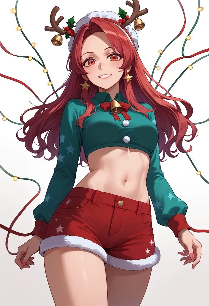 touhou,onozuka_komachi,Christmas,red velvet shorts  - 