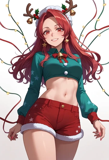 touhou,onozuka_komachi,Christmas,red velvet shorts  - AI generated anime art