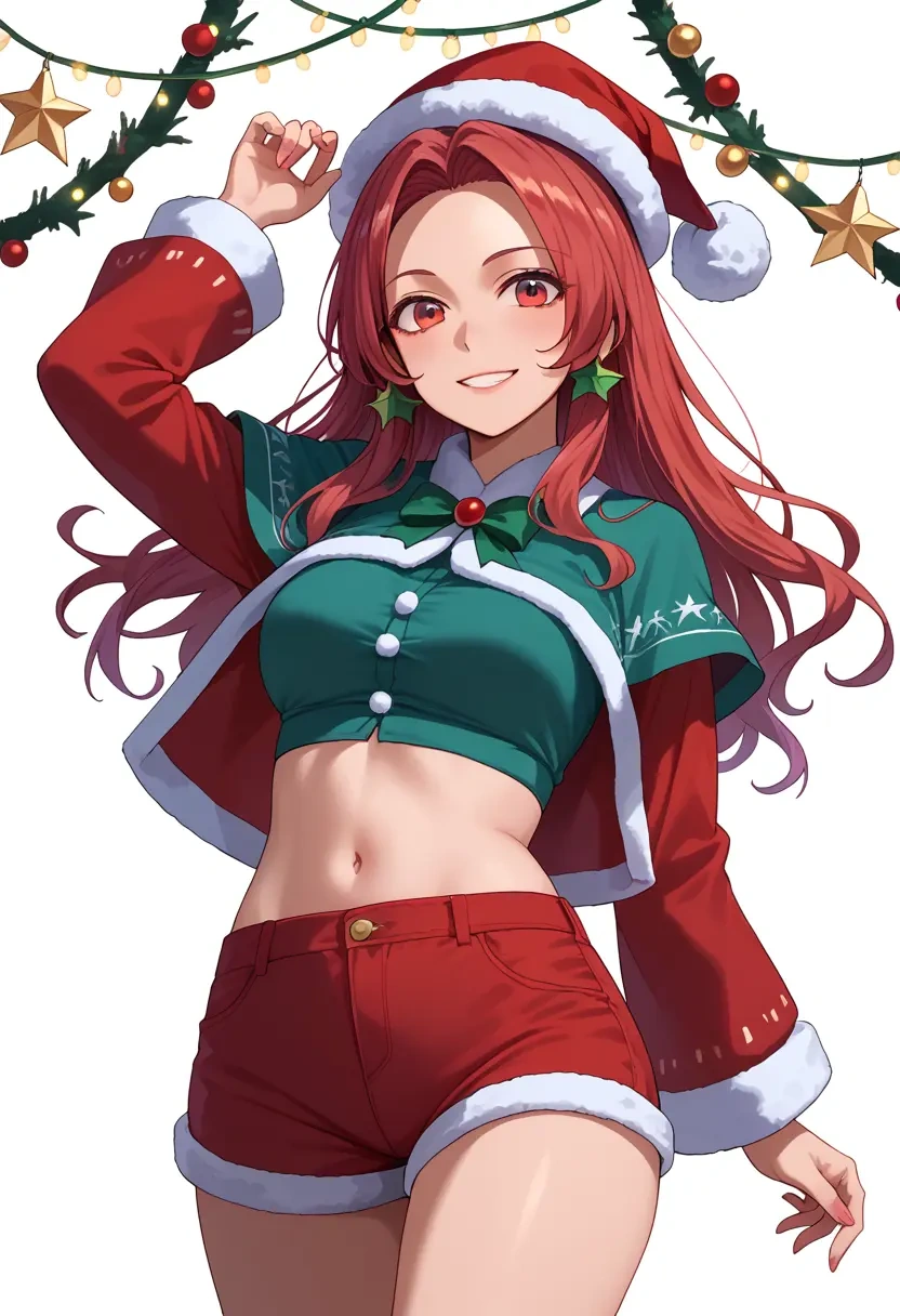 touhou,onozuka_komachi,Christmas,red velvet shorts  - 