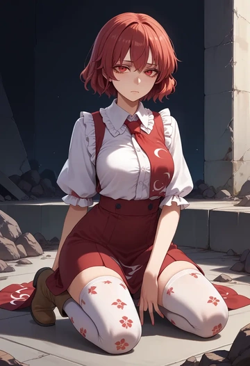 touhou,onozuka_komachi,shirt dress,belted,stockings  - AI generated anime art