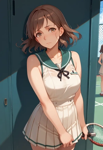 kantai_collection,ooi_(kancolle),tennis dress,visor,trainers  - AI generated anime art