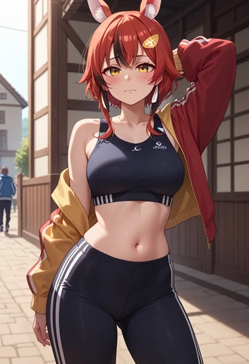 hololive,ookami_mio,athletic,track suit  - AI generated anime art