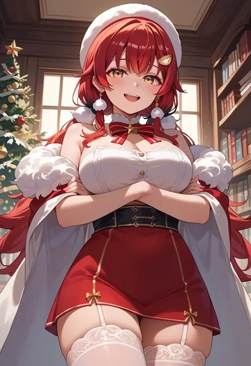 hololive,ookami_mio,Christmas,sexy, stockings,  - AI generated anime art