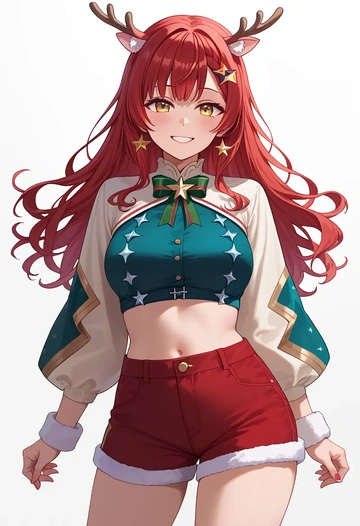 hololive,ookami_mio,Christmas,red velvet shorts  - AI generated anime art