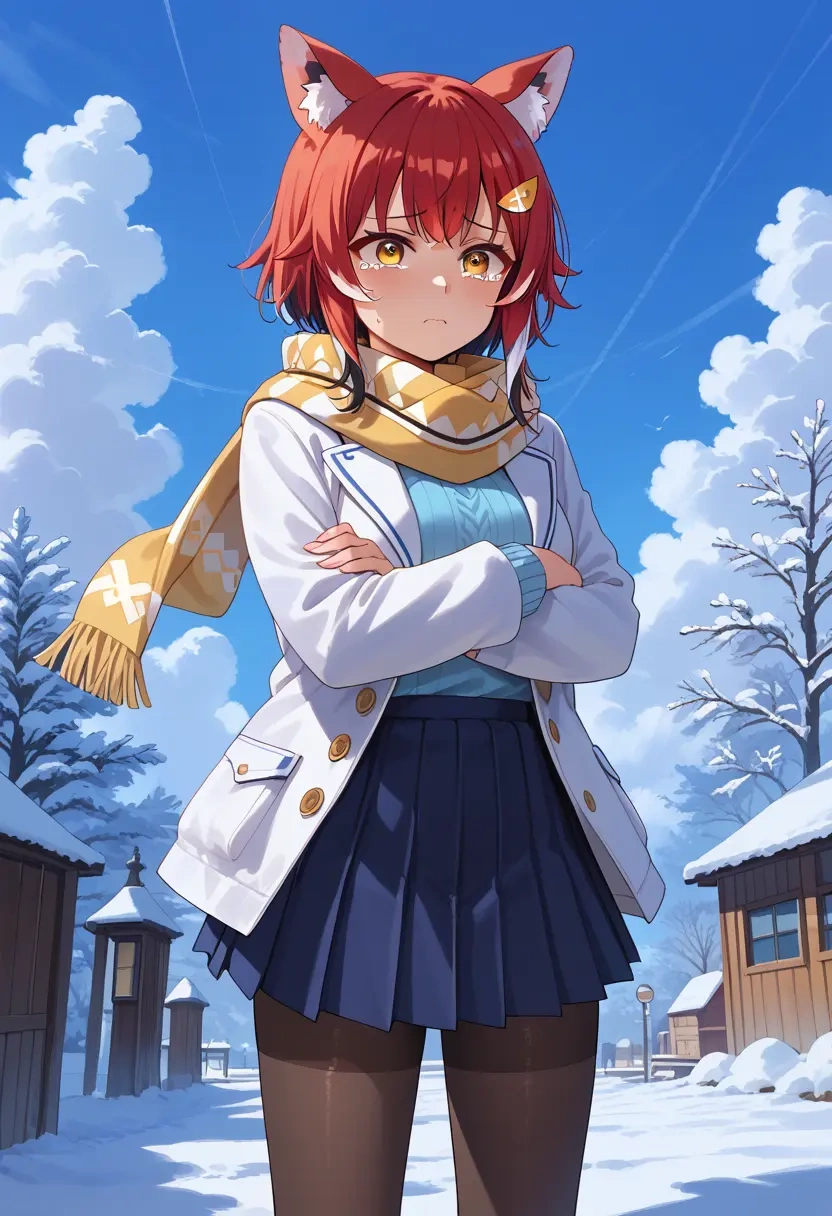 hololive,ookami_mio,winter,student uniform,puffer jacket  - 