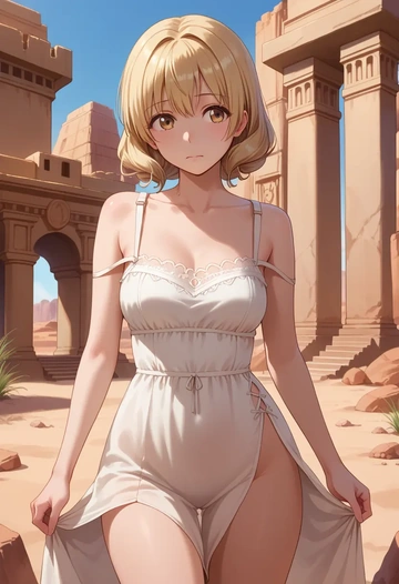 yuru_yuri,oomuro_sakurako,silk slip dress  - AI generated anime art