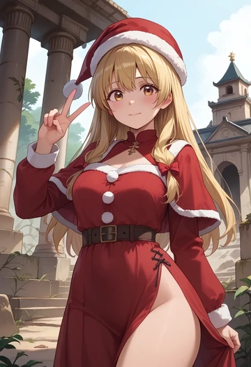 yuru_yuri,oomuro_sakurako,Christmas,red velvet dress  - AI generated anime art