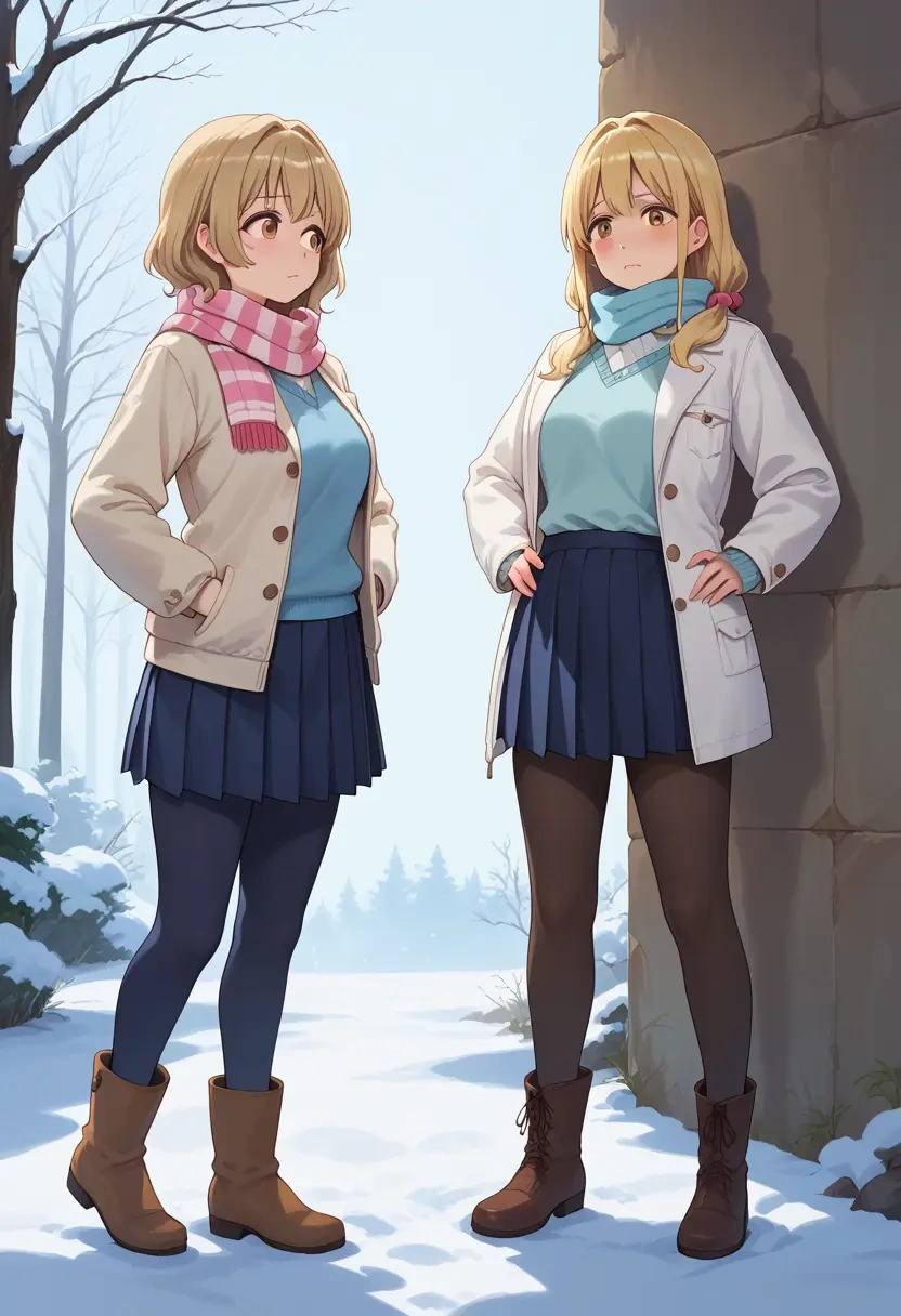 yuru_yuri,oomuro_sakurako,winter,student uniform,puffer jacket  - 