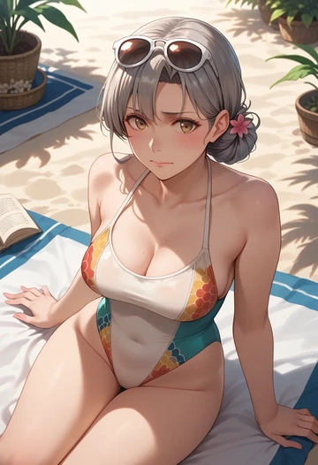 kantai_collection,ooshio_(kancolle),swimsuit,sexy  - AI generated anime art