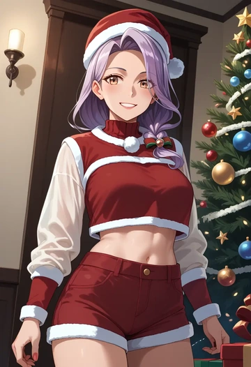 kantai_collection,ooshio_(kancolle),Christmas,red velvet shorts  - AI generated anime art