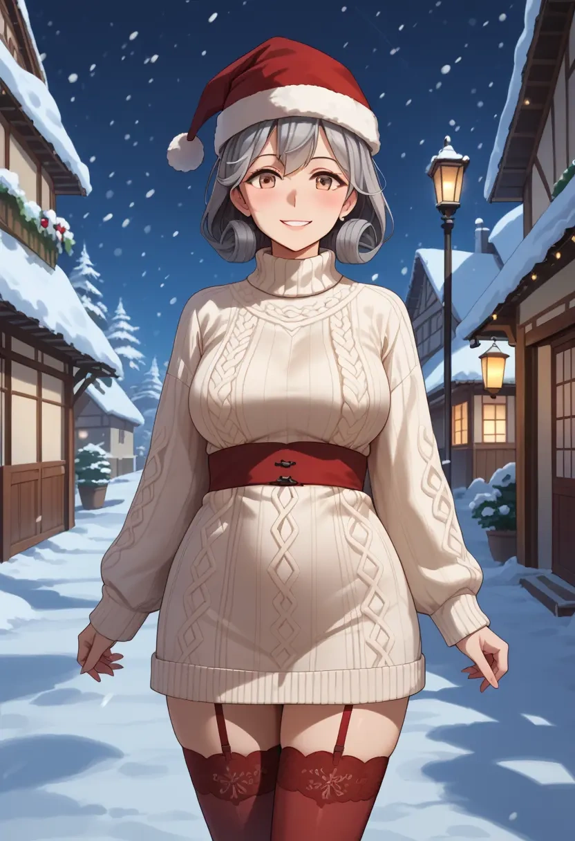 kantai_collection,ooshio_(kancolle),Christmas,sweater dress,stockings  - 