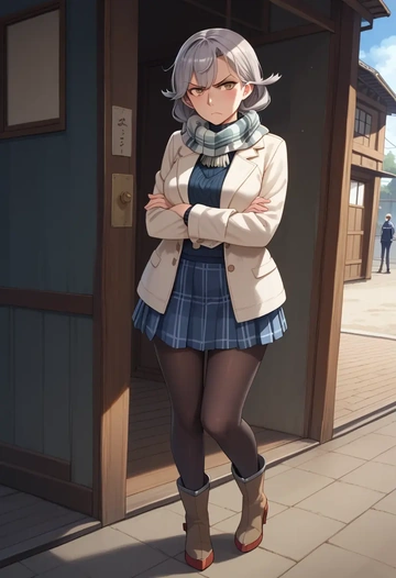 kantai_collection,ooshio_(kancolle),winter,student uniform,down jacket  - AI generated anime art