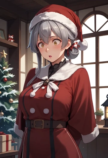 kantai_collection,ooshio_(kancolle),Christmas,red velvet dress  - AI generated anime art