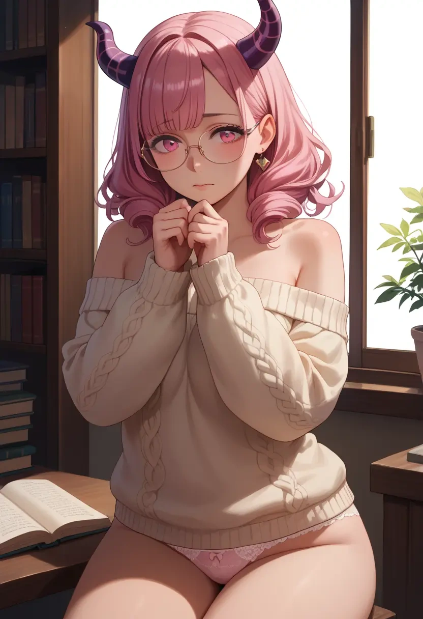 project_sekai,ootori_emu,sweater,panties,off-shoulder,glasses,sexy  - 