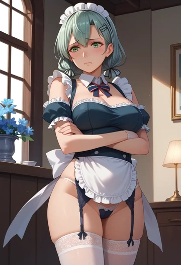 kantai_collection,ooyodo_(kancolle),maid, sexy, stockings,panties  - AI generated anime art