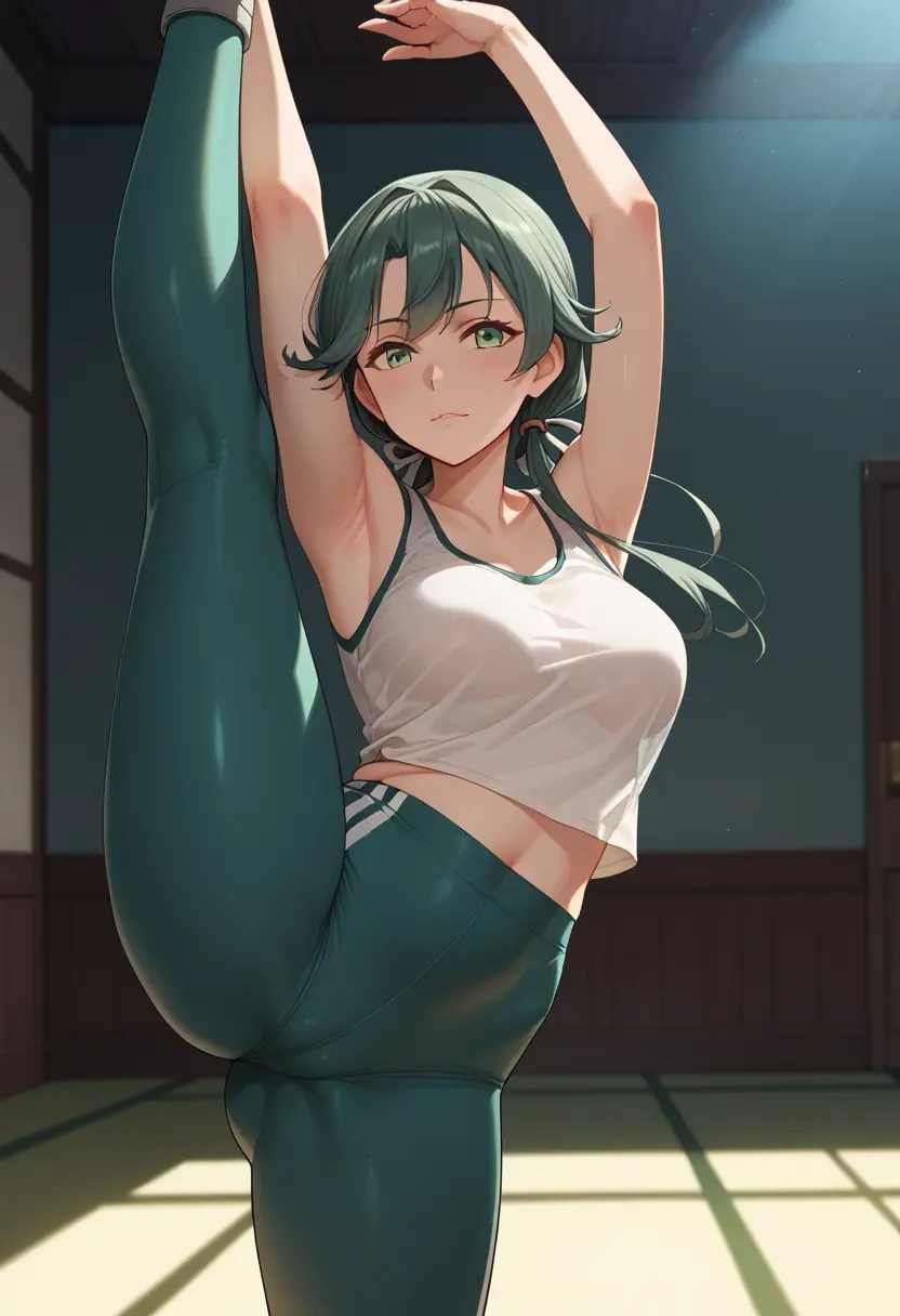 kantai_collection,ooyodo_(kancolle),yoga, standing split,sexy,  - 