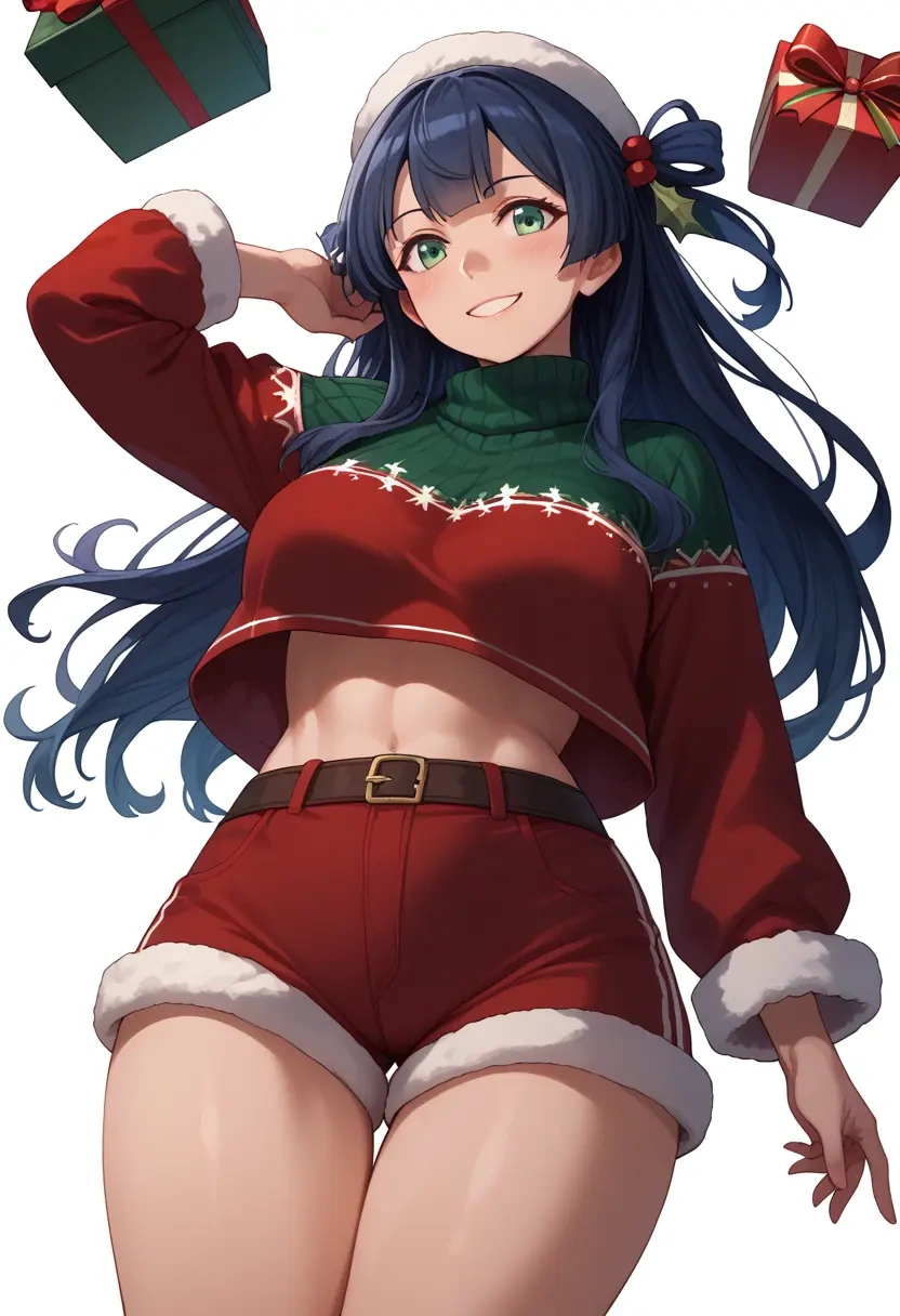 kantai_collection,ooyodo_(kancolle),Christmas,red velvet shorts,turtleneck sweater  - 