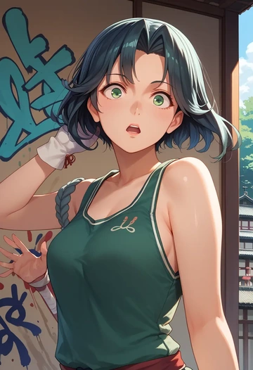 kantai_collection,ooyodo_(kancolle),abstract graffiti tank,dolphin shorts  - AI generated anime art