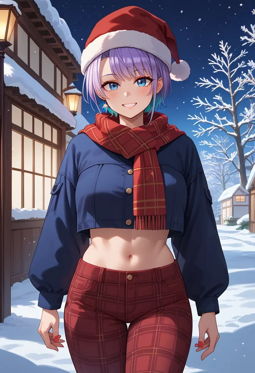 hololive,oozora_subaru,Christmas,plaid trousers  - 