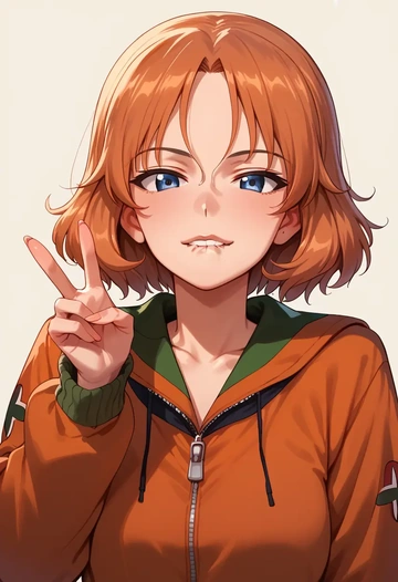 girls_und_panzer,orange_pekoe_(girls_und_panzer),crop hoodie,shorts  - AI generated anime art