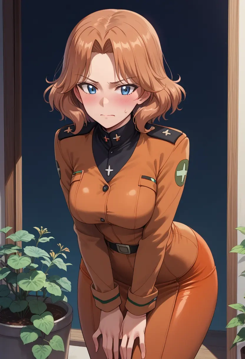 girls_und_panzer,orange_pekoe_(girls_und_panzer),bodysuit,mesh,high-waisted skirt  - 