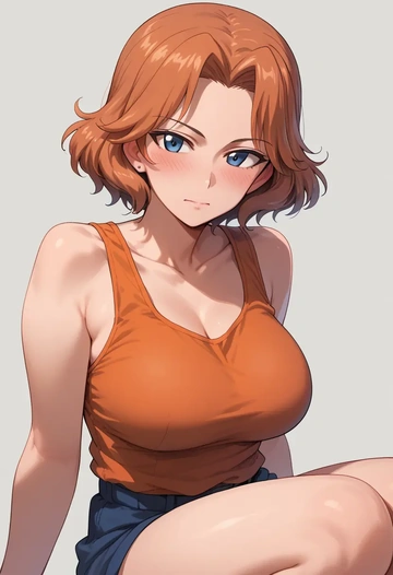 girls_und_panzer,orange_pekoe_(girls_und_panzer),abstract print tank,dolphin shorts  - AI generated anime art