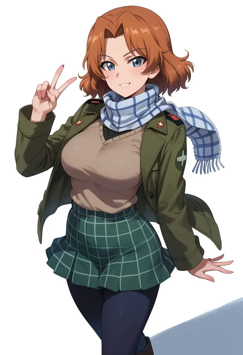 girls_und_panzer,orange_pekoe_(girls_und_panzer),winter,student uniform,fur-lined parka  - 