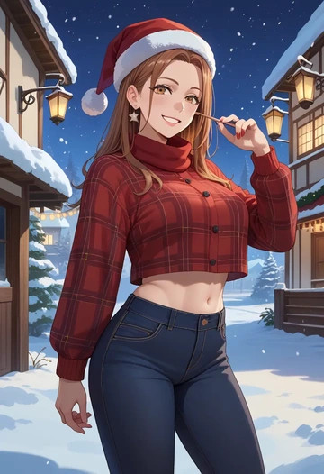 kill_me_baby,oribe_yasuna,Christmas,plaid trousers  - AI generated anime art