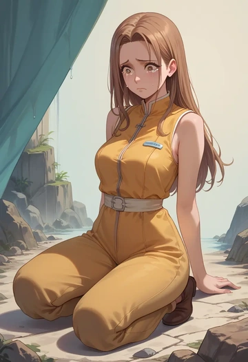 kill_me_baby,oribe_yasuna,jumpsuit,sleeveless,flare pants  - AI generated anime art