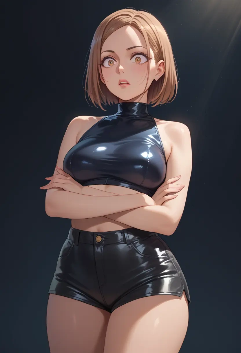 kill_me_baby,oribe_yasuna,leather,shorts,crop top  - 