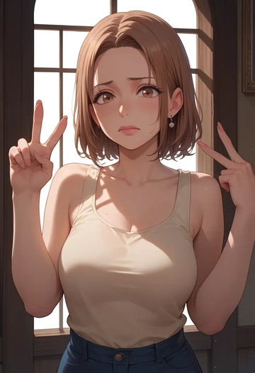 kill_me_baby,oribe_yasuna,tank top,mesh,cycling shorts  - AI generated anime art