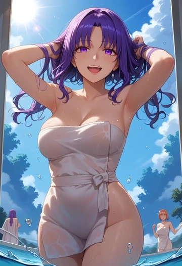 fate_(series),osakabehime_(fate),towel,sexy  - AI generated anime art