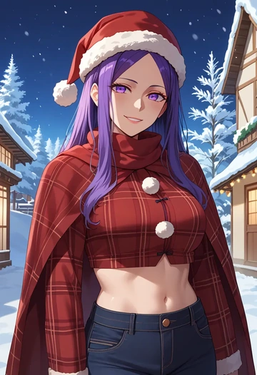 fate_(series),osakabehime_(fate),Christmas,plaid trousers  - AI generated anime art