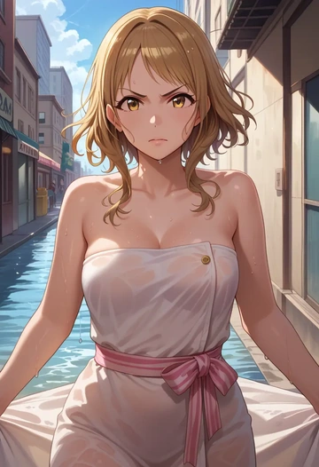 idolmaster,osaki_amana,towel,sexy  - AI generated anime art