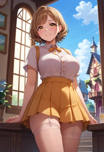 idolmaster,osaki_amana,mini skirt, stockings  - AI generated anime art