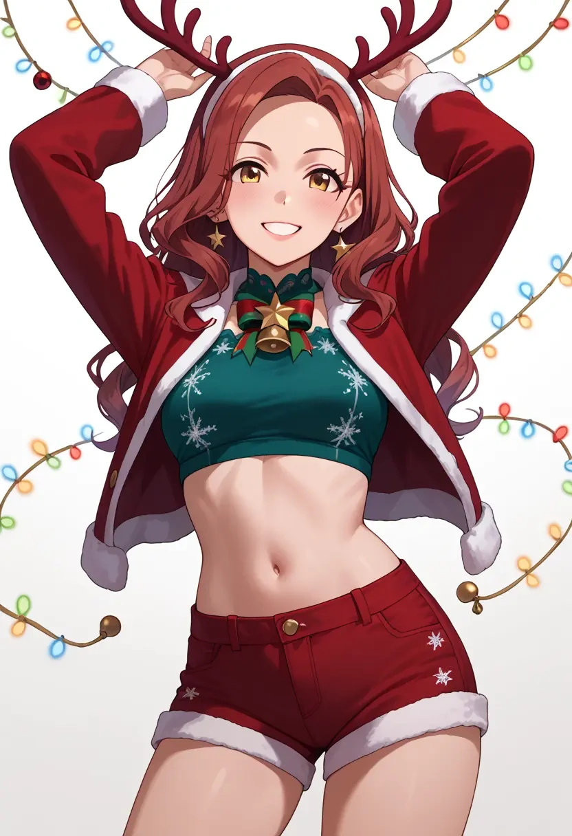 idolmaster,osaki_amana,Christmas,red velvet shorts  - 