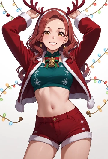 idolmaster,osaki_amana,Christmas,red velvet shorts  - AI generated anime art