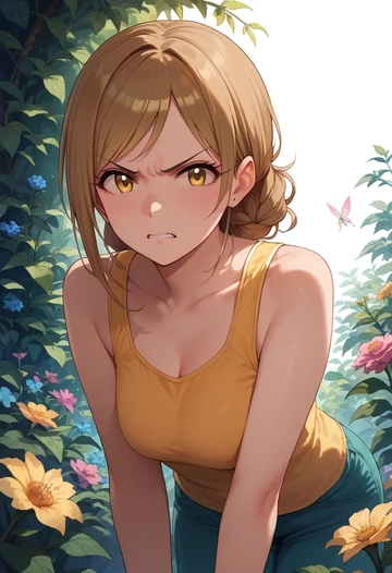 idolmaster,osaki_amana,tank top,mesh,cycling shorts  - AI generated anime art