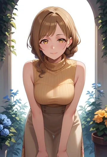 idolmaster,osaki_amana,turtleneck,knit,maxi skirt  - AI generated anime art